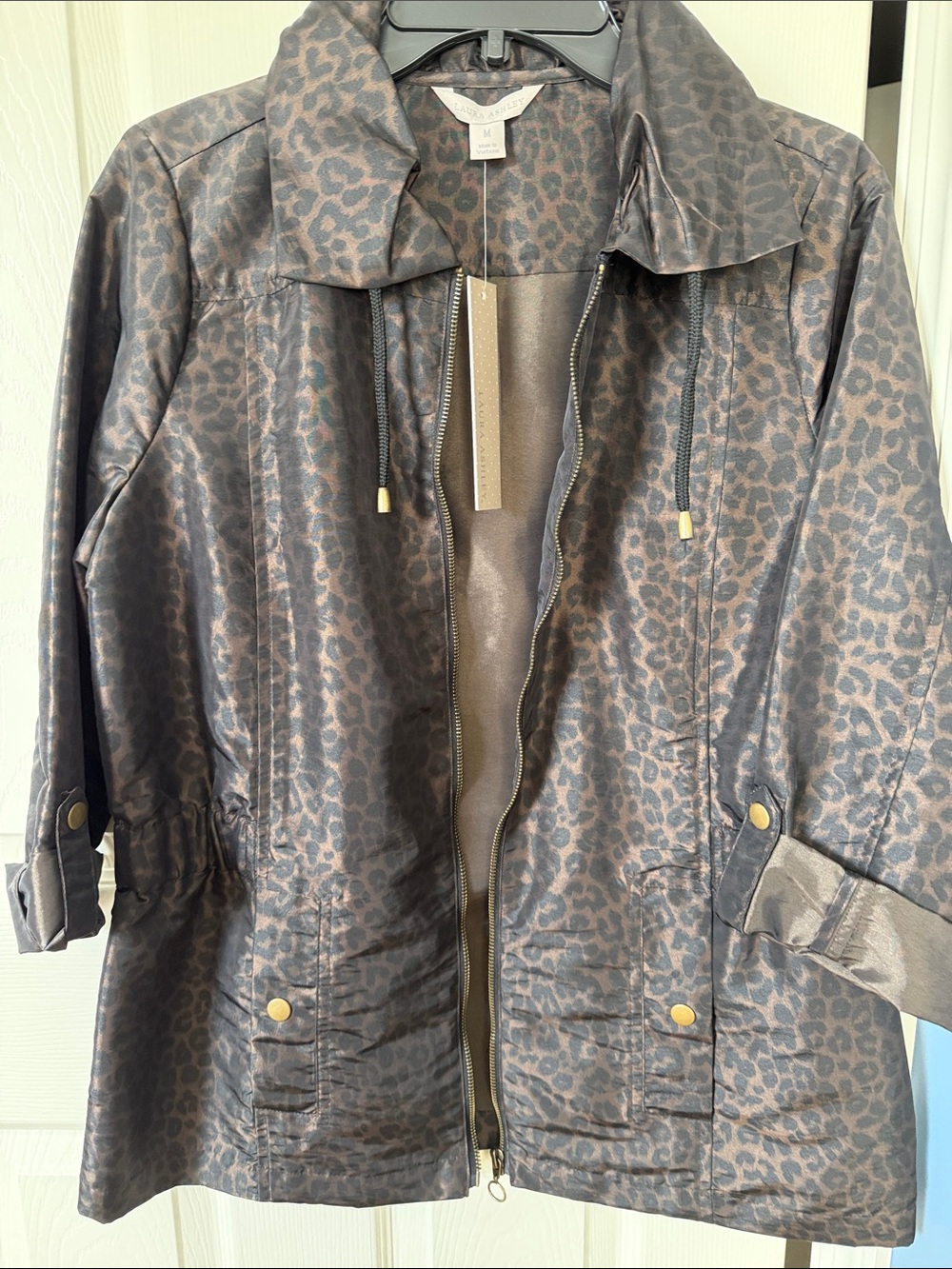NWT Laura Ashley Leopard Print Utility Jacket - Brown